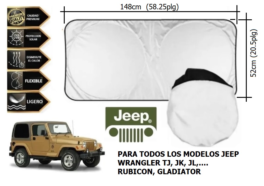 Protector Parabrisas Parasol Jeep Wrangler Rubicon Gladiator - Compesa